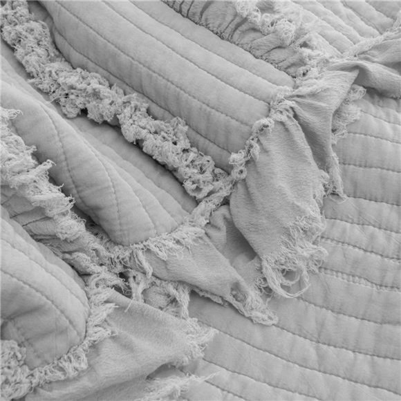 Farmhouse Throw Blanket Boho Cottage Decor Soft Decorative Grey Quilted Cover - Picture 5 of 12